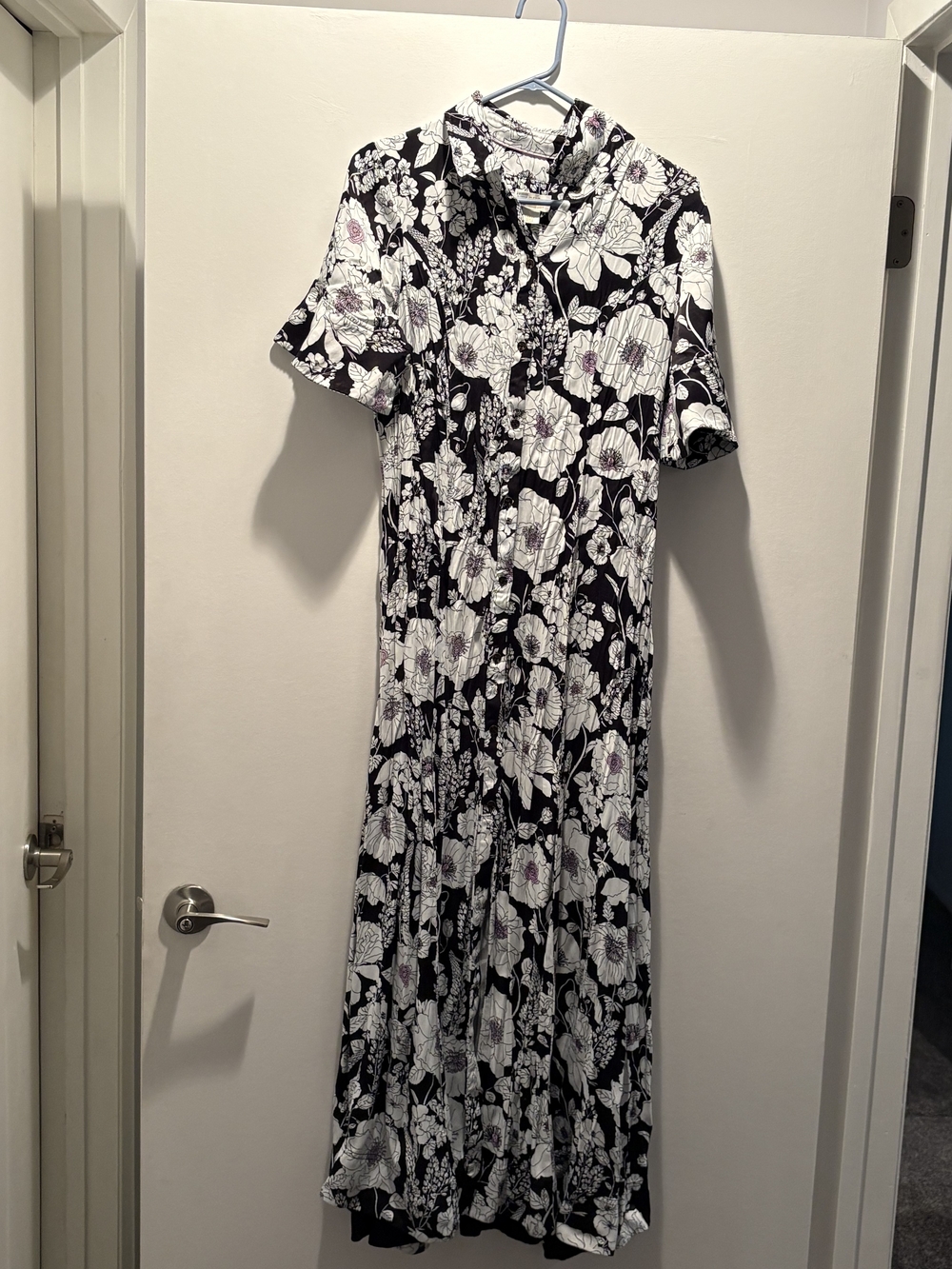 Maeve Black Maxi Dress with White Floral Print